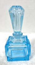 Vintage Bight Blue Turquoise Deco Glass Perfume Scent Bottle 4 1/4 Inch ... - $32.18