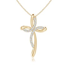 ANGARA Lab-Grown 0.21 Ct Diamond Ribbon Cross Pendant Necklace in 14K Solid Gold - £546.81 GBP