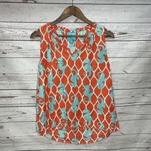 Escapada Seahorse Sleeveless Blouse Orange Teal Blue XS Tunic - £14.08 GBP