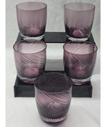 PIER 1 IMPORTS 3.75&quot; Rocks Glass Amethyst Purple Ribbed Swirl - UNUSED S... - $35.18