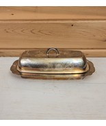 Vintage Silver Plate Butter Dish Cover With Glass Tray 1960 - $31.14