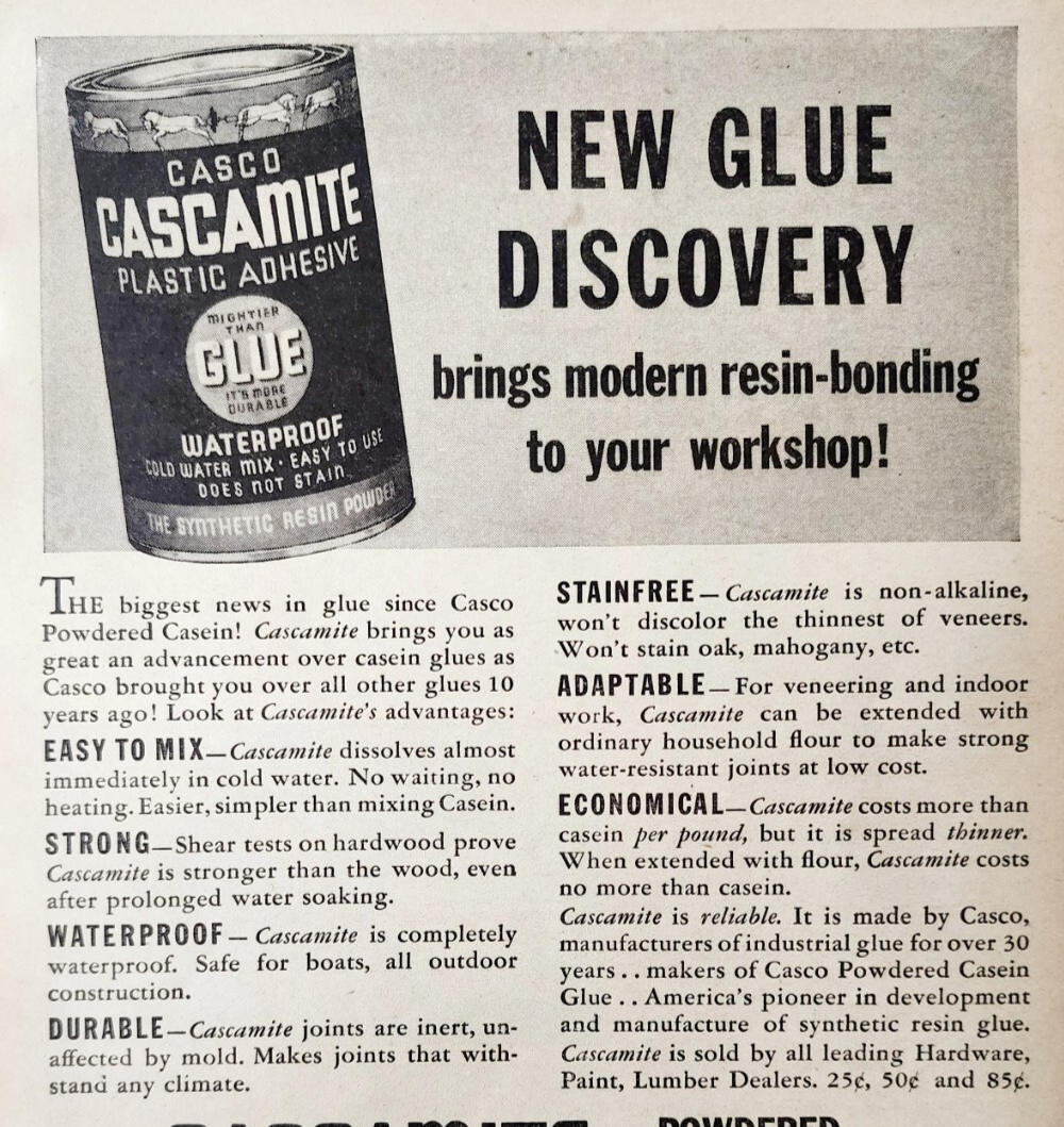 1941 Casco Cascamite Glue Advertisement Vintage Woodworking Adhesive DWF17 - $19.99
