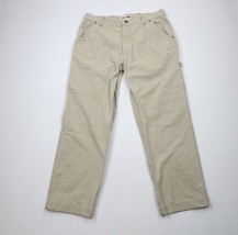 Vtg Timberland Mens 38x32 Distressed Spell Out Wide Leg Canvas Carpenter Pants - $59.35