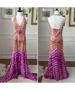 Sherry Haute Couture Halter Formal Gown Beaded Bling Blush Orchid $500 16 - $224.76 CAD