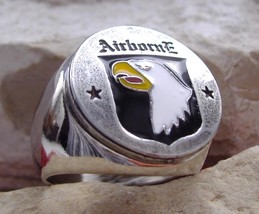 101st AIRBORNE DIVISION RING BAGUE SIGNET SILVER PIN PATCH ARMY IMPERIAL... - $913.36 MXN