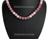 Iced Crystal Rhinestone Pollyanna Bead Pearl Baseball Necklace Pink Out - $20.78+