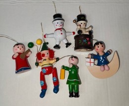 (6) Vintage Russ 3-4&quot; Clown Snowman Taiwan Christmas Ornaments - £58.05 GBP