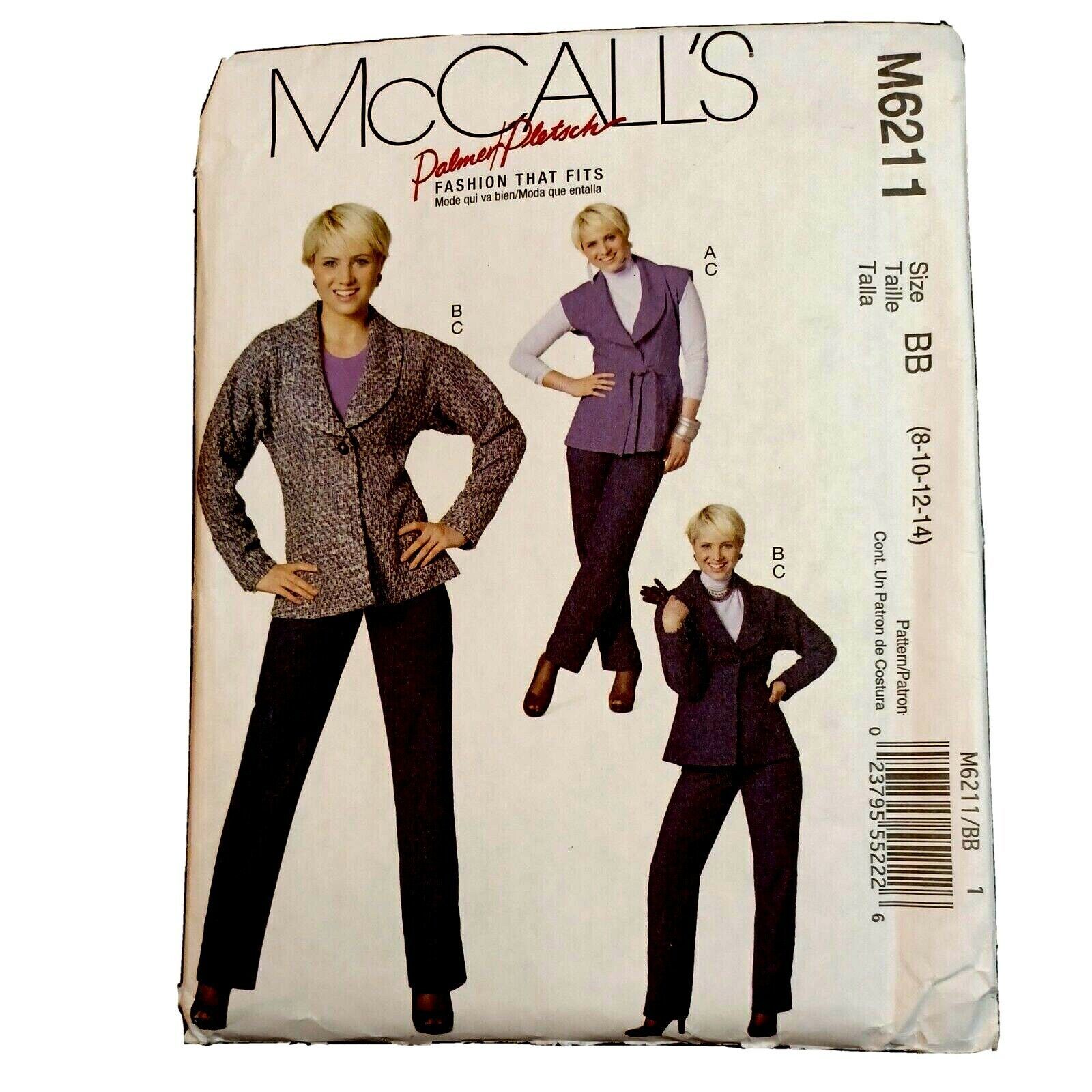 Primary image for McCall's Misses' Vest,Jacket,Pants Pattern M6211 Size 8-14 UNCUT 