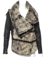 Helmut Lang Intermix Exclusive Flux Fur &amp; Leather Coat Jacket Black P XS... - $663.33 CAD
