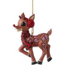 Jim Shore Rudolph The Red-Nosed Reindeer Wearing Earmuffs Hanging Orname... - $39.99