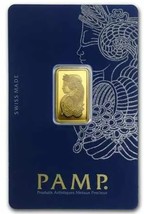 5 Gram PAMP Suisse Gold Bar 999.9 Of Fine Gold - £533.91 GBP