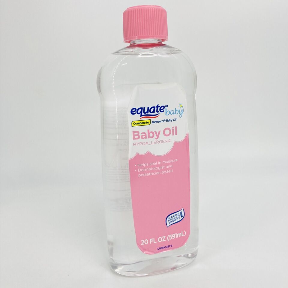 EQUATE Hypoallergenic Baby Oil 20 fl oz New Label Is Pealing - $4.97