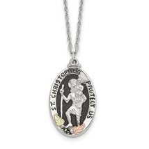 Landstrom&#39;s Black Hills Sterling Silver St. Christopher Protect Us Necklace - £117.86 GBP