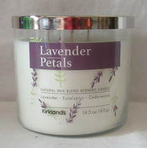 Kirkland&#39;s 14.5 oz Large Jar 3-Wick Candle Natural Wax Blend LAVENDER PE... - £21.57 GBP