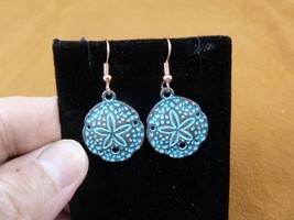 (ee805-1) copper 3/4&quot; diameter Sand dollar dangle earrings sea shell jewelry - $12.19