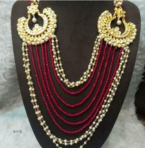 Kundan Meenakari Necklace Beads Evergreen Earrings Bollywood Ethnic Jewelry 42 - £38.19 GBP
