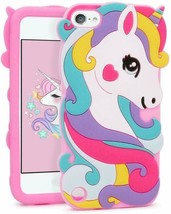 Ipod Touch 5Th 6Th 7Th Generation -Soft Silicone Case Pink Rainbow Unicorn Heart - £30.66 GBP