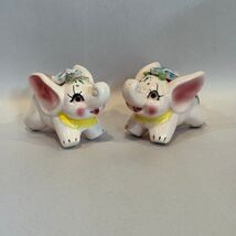 Vintage 1950&#39;s Ceramic Elephant Salt Pepper Shakers Flowers Rhinestones ... - $28.01 CAD