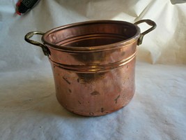 Small Copper Stock Pot 7” Dia. X 5-1/2&quot; Deep Brass Handle Riveted Handle - £31.63 GBP