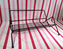 Fantastic 1950&#39;s Black Metal Polka Dot Punch Out Book or Media Tabletop Stand - £25.57 GBP