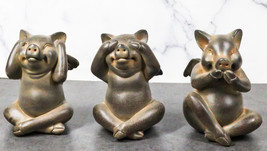 Rustic Country Angel Winged Pigs in See Hear Speak No Evil Poses Figurines Set - £23.24 GBP