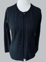 Croft &amp; Barrow Ladies Ls Holiday Party Black Beaded Twin Sweater Set Euc Small - £30.05 GBP