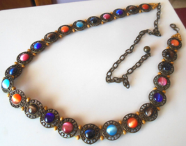 Vintage Multi-color Jeweled Cabochon Belt or Necklace Stretch -43”-Adjus... - $84.15