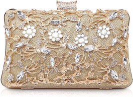 NEW Metallic GOLD &amp; CRYSTAL Bead PURSE Clutch Shoulder Bag Holiday Wedding - £34.99 GBP