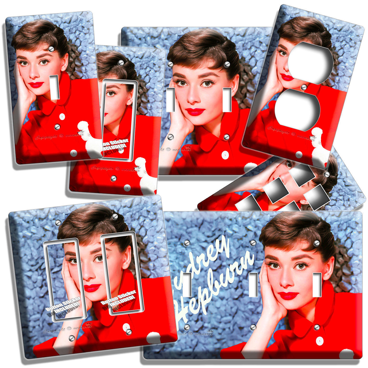 AUDREY HEPBURN SEXY RETRO ACTRESS  LIGHT SWITCH OUTLES WALL PLATE BEDROOM DECOR