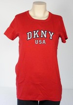 DKNY USA Signature Red Short Sleeve Tee T Shirt Women&#39;s Petite Small S NWT - $24.49