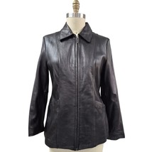 Worthington Genuine Lambskin Rich Brown Leather Jacket Zip Sz M NWOT - $105.71 CAD