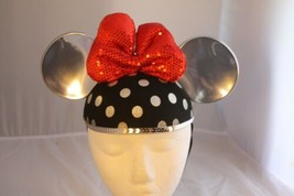 Disney Theme Parks Minnie Sequin Bow Hat Mickey Mouse Ears Embroidered Name - $15.79