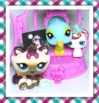 Authentic Littlest Pet Shop LPS #2143 2144 Pretty Himalayan Cat Bird Sparkle Set - $33.81