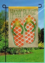 Meadow Creek Happy Place Flip Flops Garden Flag- 2 Sided,12.5&quot; x 18&quot; - £11.98 GBP