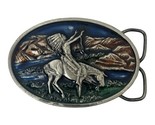 Bergamot Brass Works 1977 Belt Buckle American Indian on horse. Serial #... - $41.14