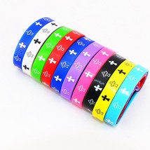 Or elasticity jesus cross skull peace butterfly etc style wrist cuff silicone bracelets thumb200