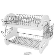 HomeBasics Dish Drying Rack Utensil Holder Sink Cup Drainer Plate Plasti... - £22.77 GBP