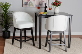 Olson White Faux Leather and Espresso Brown 2Pc Swivel Counter Stool Set - $7,734.33 MXN