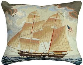 Throw Pillow JAMES GUY EVANS Brig Georgiana Licensed by Colonial Williamsburg - £271.82 GBP