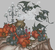 Witch Cross Stitch Halloween Pattern PDF - Witchcraft Cross Stitch Witch Kitchen - £9.58 GBP