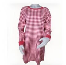 Draper James Natalie Dress Womens M Raspberry Gingham Check Fleece Long ... - $25.90