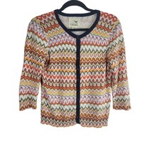 Tabitha Anthropologie Chevron Cardigan Womens M 3/4 Sleeve Knit Button Front - £16.83 GBP