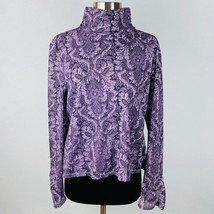 JH Collectibles Womens XL Purple Floral Paisley Long Sleeve Mock Neck Top - £13.44 GBP