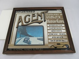 Framed Mirror Registered Agent Suppliers of Quality Motor Cars VTG 1970s Relic - $53.20