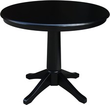 Pedestal Table With A 36&quot; Round Top By International Concepts, 28.9&quot;, In Black. - £278.11 GBP