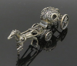 925 Sterling Silver - Vintage Old Fashioned Horse &amp; Carriage Trinket - TR2799 - £129.42 GBP