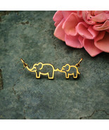  Bronze Mama and Baby Elephant Pendant Festoon 12x30mm - $286.32 MXN