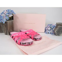 Sophia Webster Neon Pink Metallic Leopard Ramona Knotted Slides Sz 38 NIB - $192.56