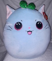 Ty Squishy Beanies KIRRA the Blue Cat with A Bow 14&quot; NWT - £15.00 GBP