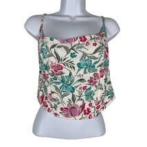 Midnight Sky Floral Print Cropped Top Size Large Multicolor - £10.07 GBP